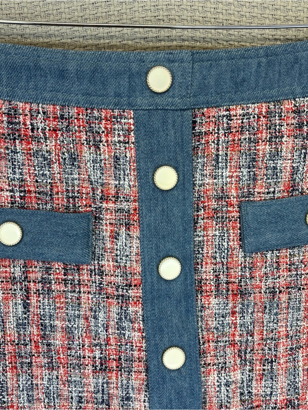 House Of Harlow 1960 Tweed A-Line Mini Skirt Women Sz 12 Button Front Chic - Picture 2 of 10